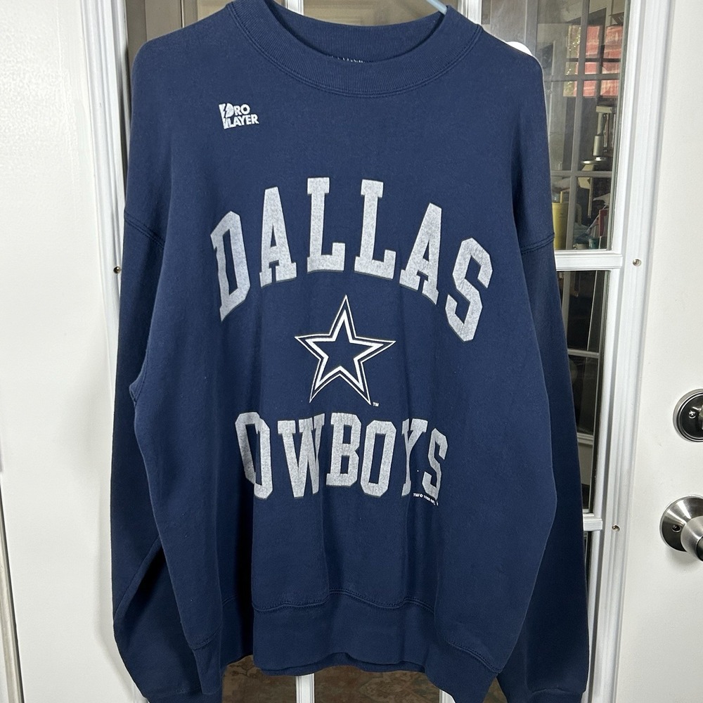 Vintage 90s Dallas Cowboys Pro Player Crewneck Sweatshirt Navy Men's XL